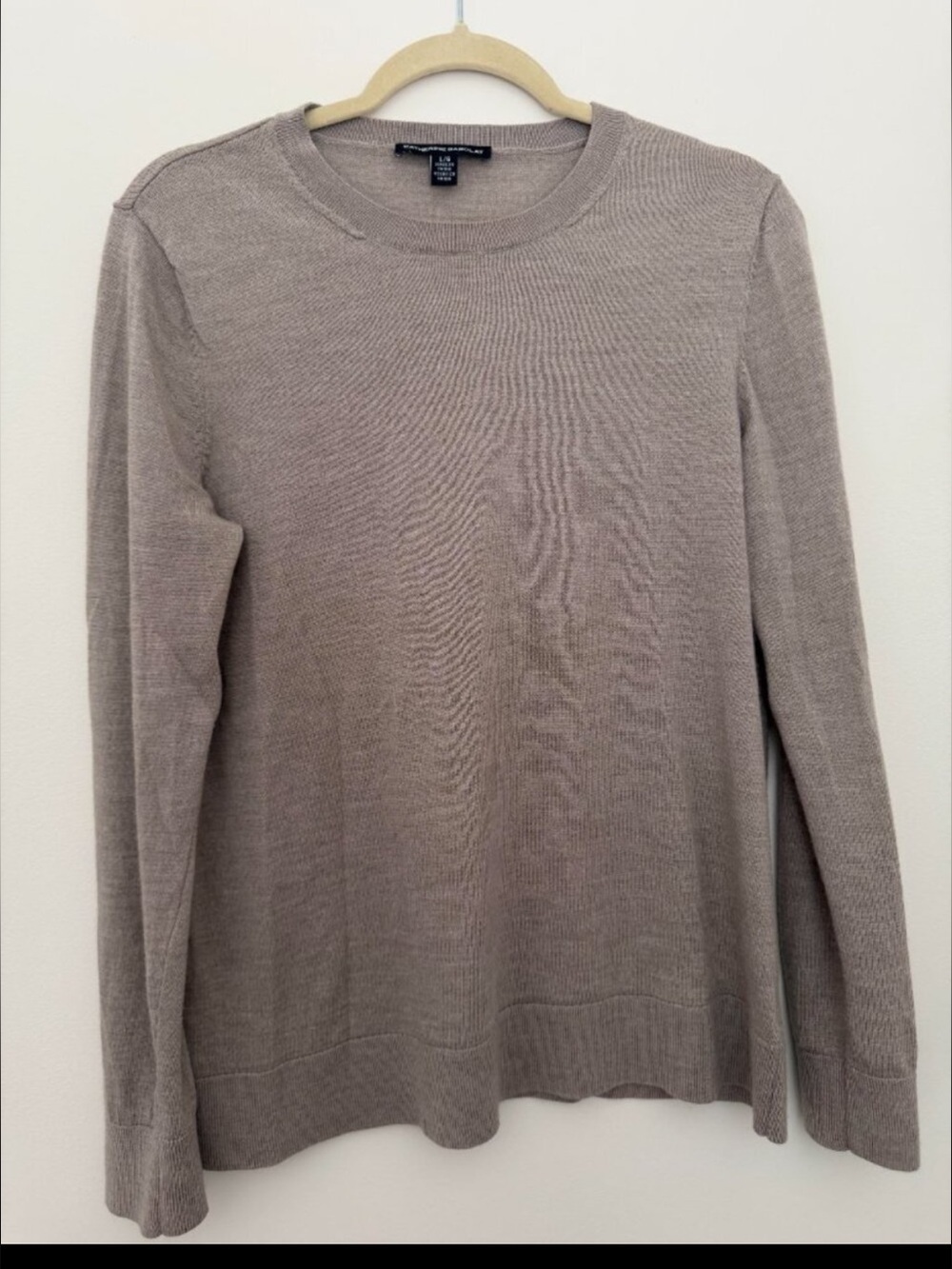 Katherine Barclay Crew Neck Sweater 100% Merino Wool Quiet Luxury - Large